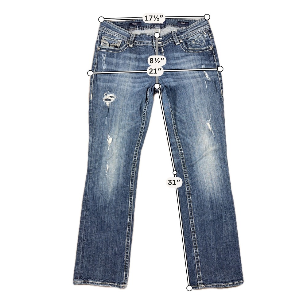 Vigoss The Chelsea Straight Leg Distressed Jeans Medium Wash 16 L 31 D7 - Picture 11 of 13